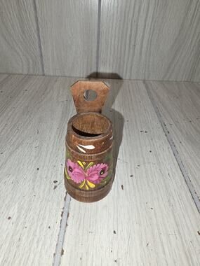 Vtg Handpainted Mini Wooden Milk Churn Toothpick Holder German Schwaarzwalduhren
